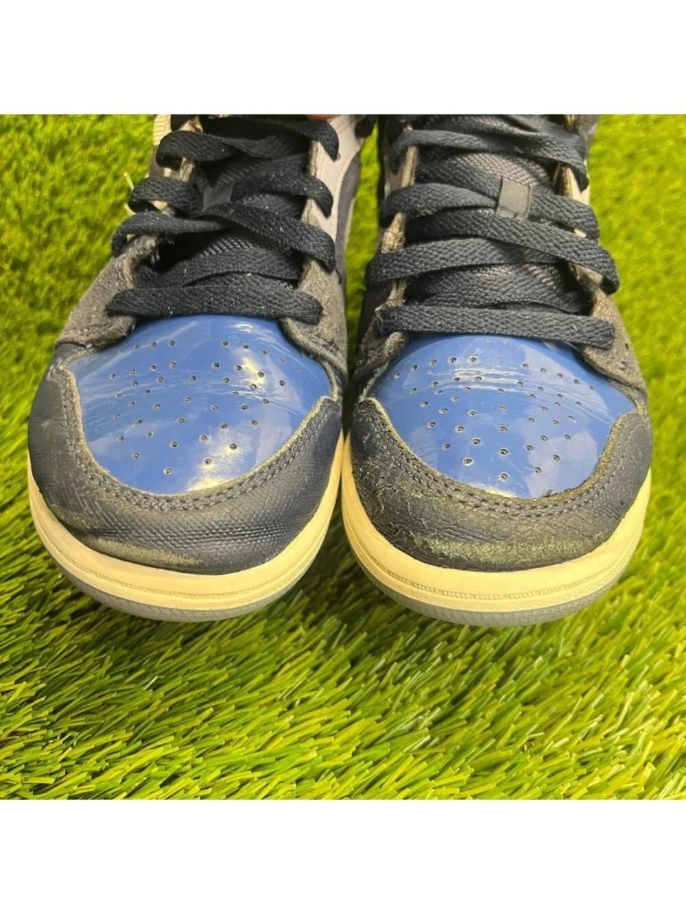 Nike Air Jordan 1 Mid SE Craft PS Boys Size 2Y Blue Basketball Shoes Sneakers